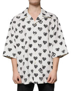 Dolce & Gabbana White Heart Print Short Sleeve Casual Shirt - Zeiniez
