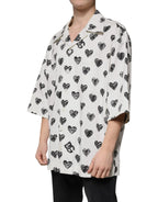 Dolce & Gabbana White Heart Print Short Sleeve Casual Shirt - Zeiniez