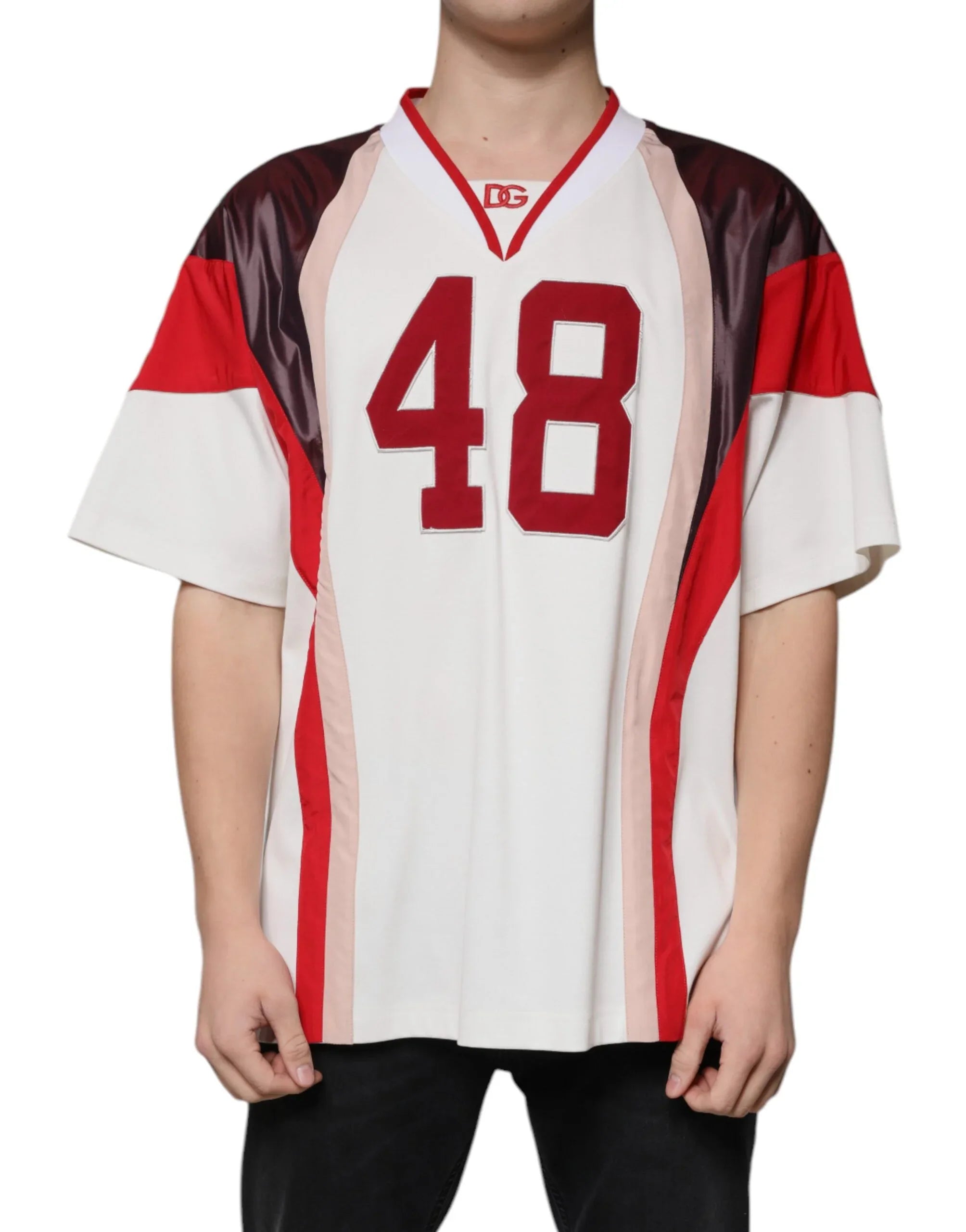 Dolce & Gabbana Multicolor Logo Jersey Cotton V-neck T-shirt - Zeiniez