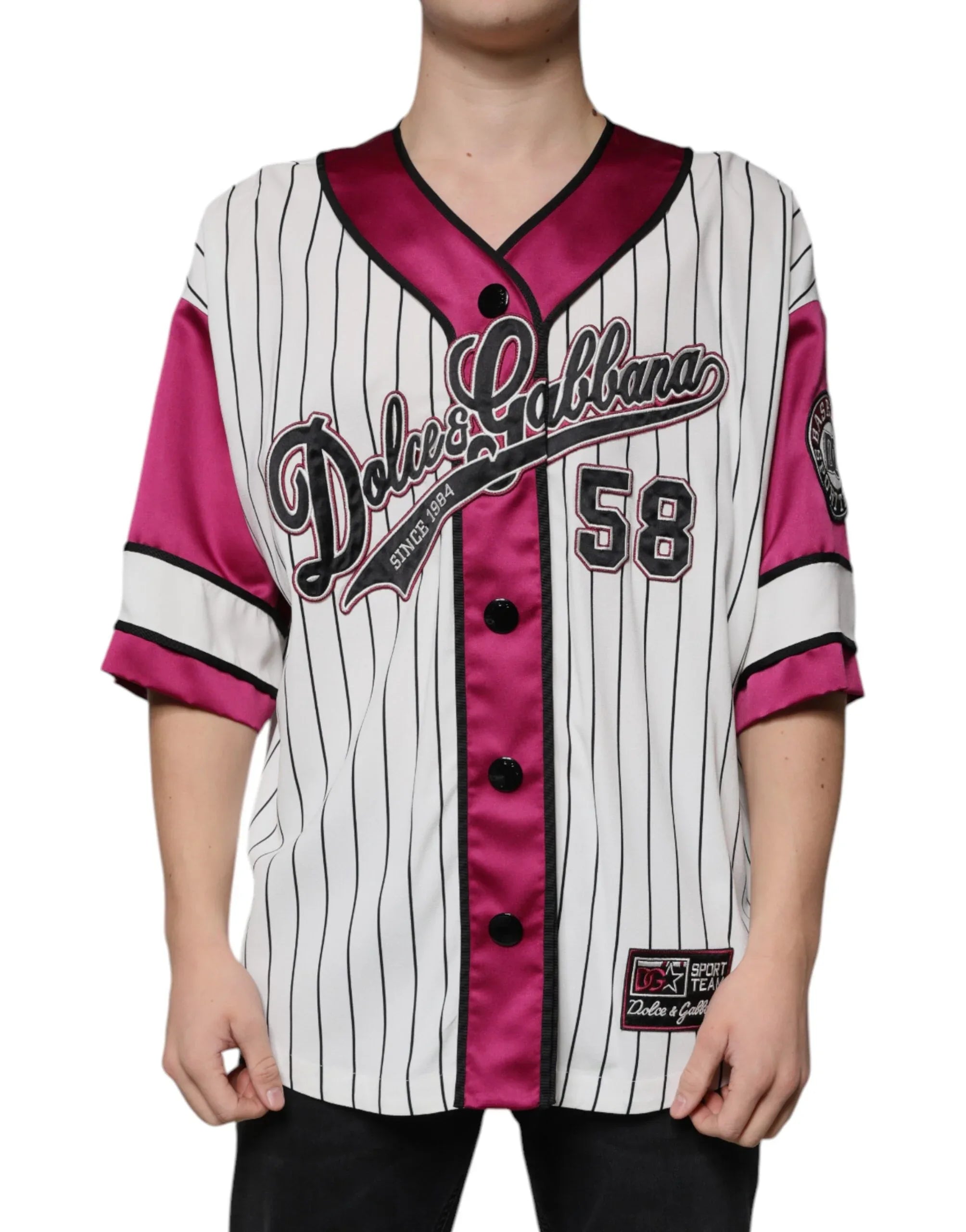 Dolce & Gabbana Multicolor Logo Jersey Button V-neck T-shirt - Zeiniez