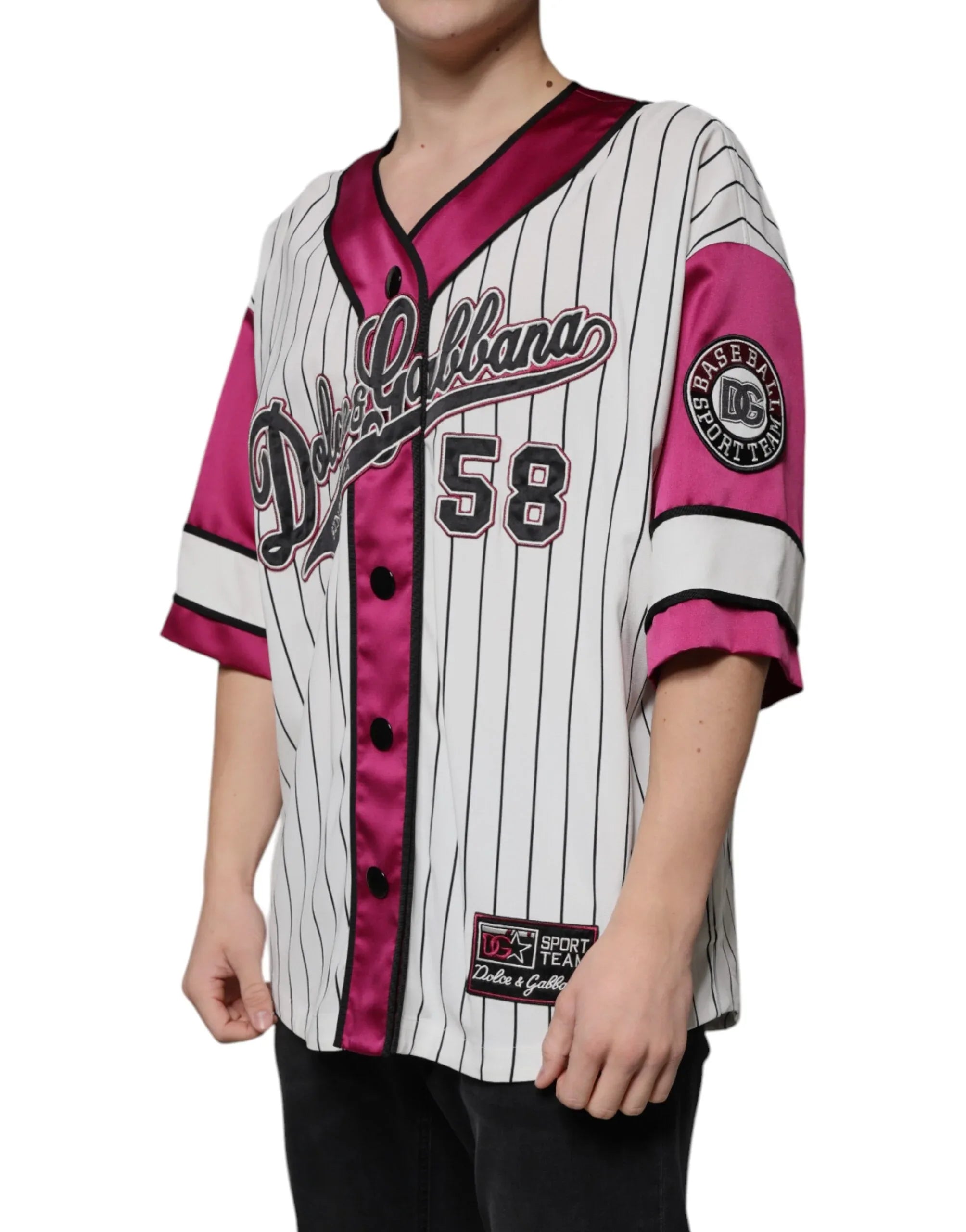 Dolce & Gabbana Multicolor Logo Jersey Button V-neck T-shirt - Zeiniez