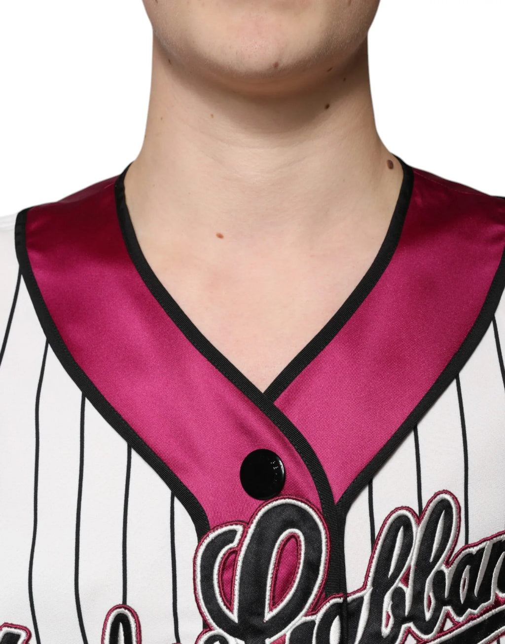 Dolce & Gabbana Multicolor Logo Jersey Button V-neck T-shirt - Zeiniez