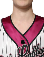 Dolce & Gabbana Multicolor Logo Jersey Button V-neck T-shirt - Zeiniez