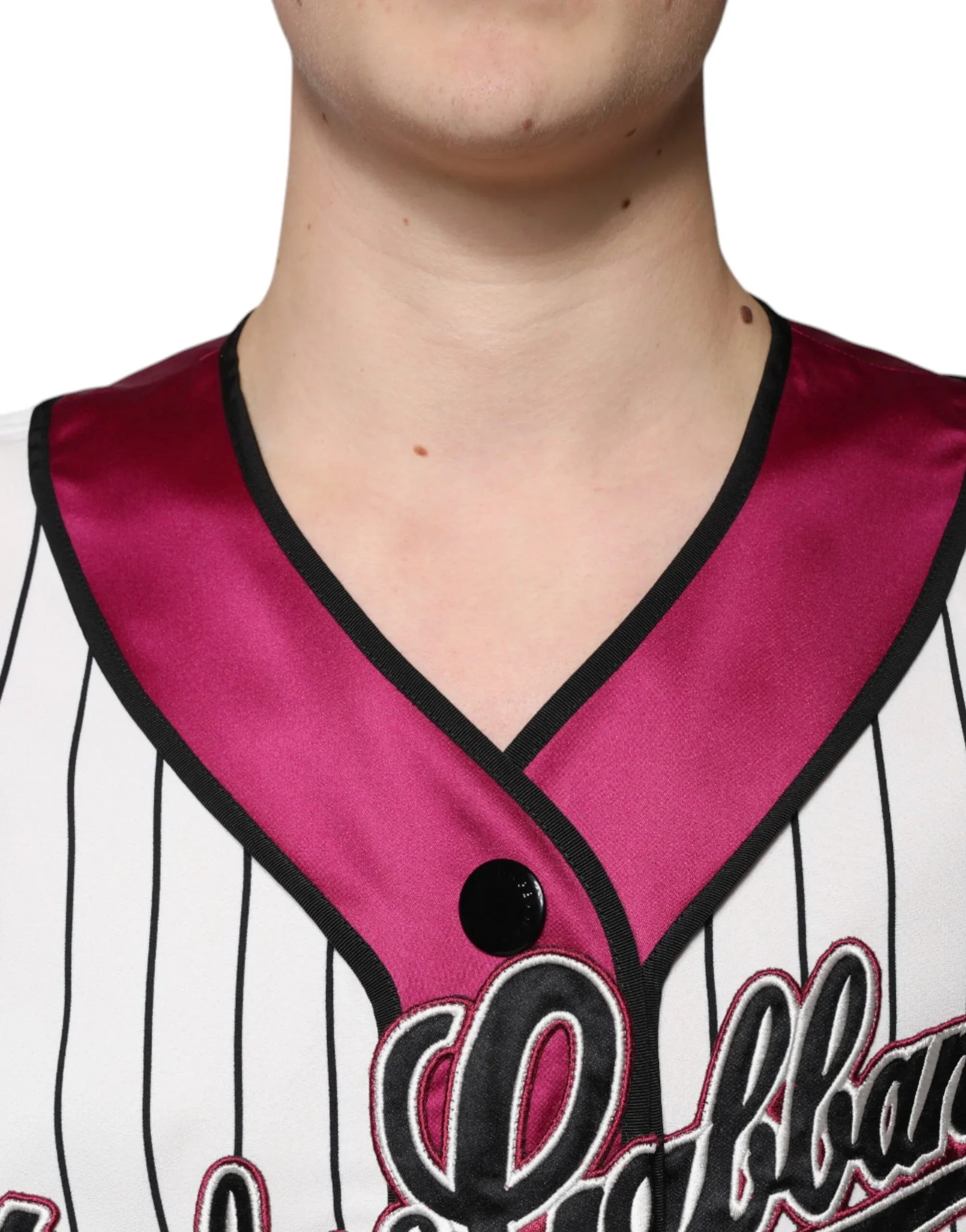 Dolce & Gabbana Multicolor Logo Jersey Button V-neck T-shirt - Zeiniez