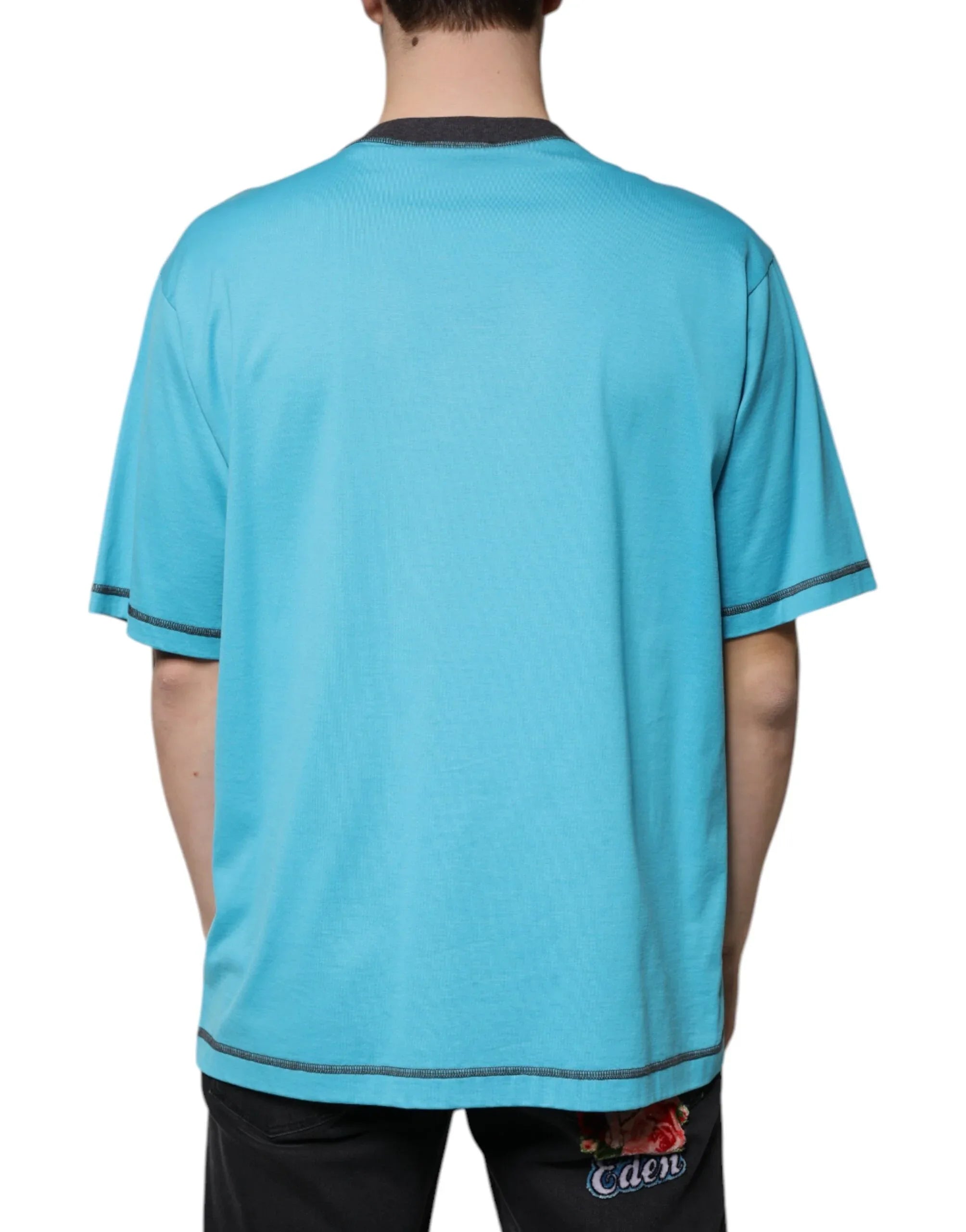 Dolce & Gabbana Blue Logo Crew Neck Short Sleeves T-shirt - Zeiniez