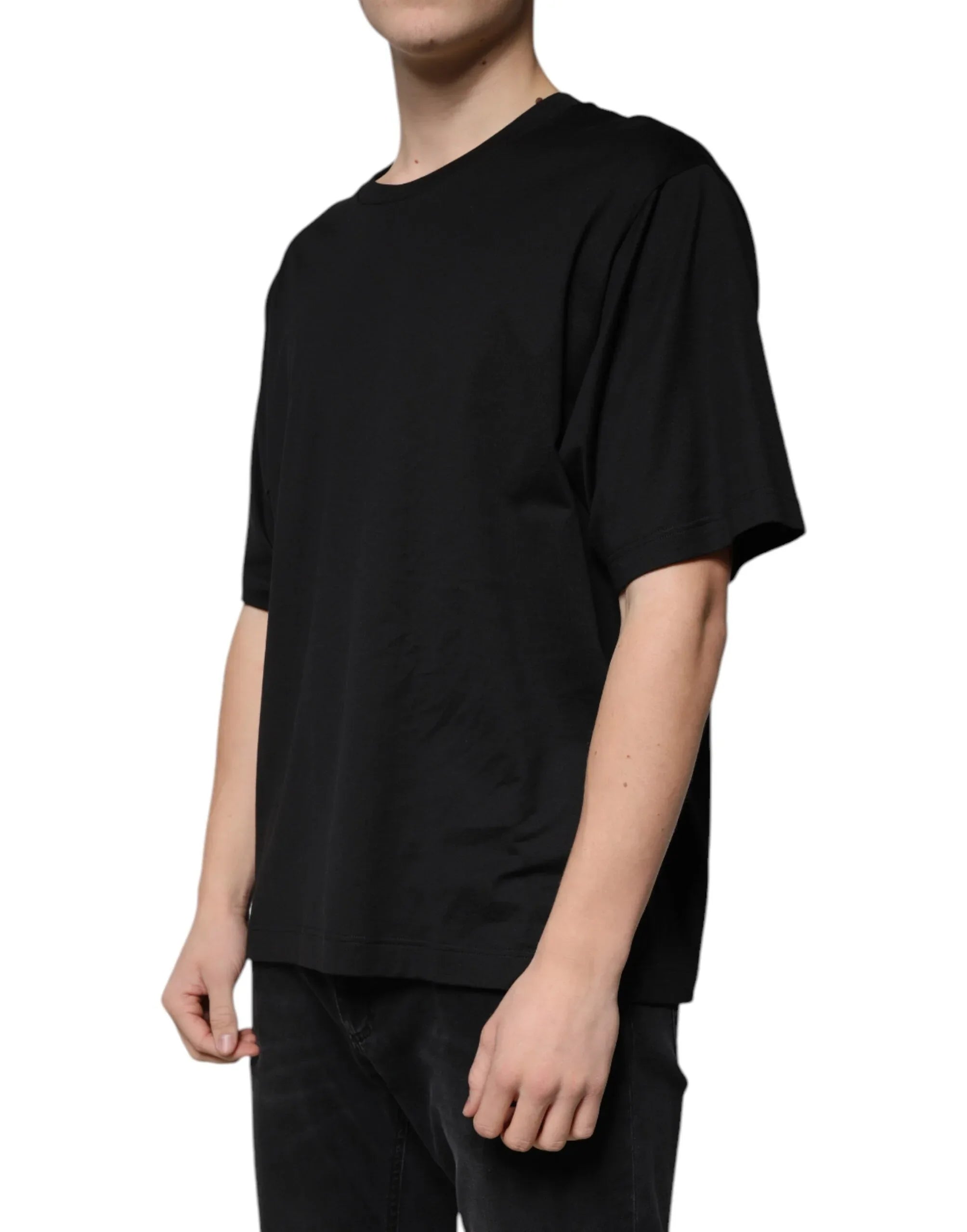 Dolce & Gabbana Black Cotton Crew Neck Short Sleeves T-shirt - Zeiniez