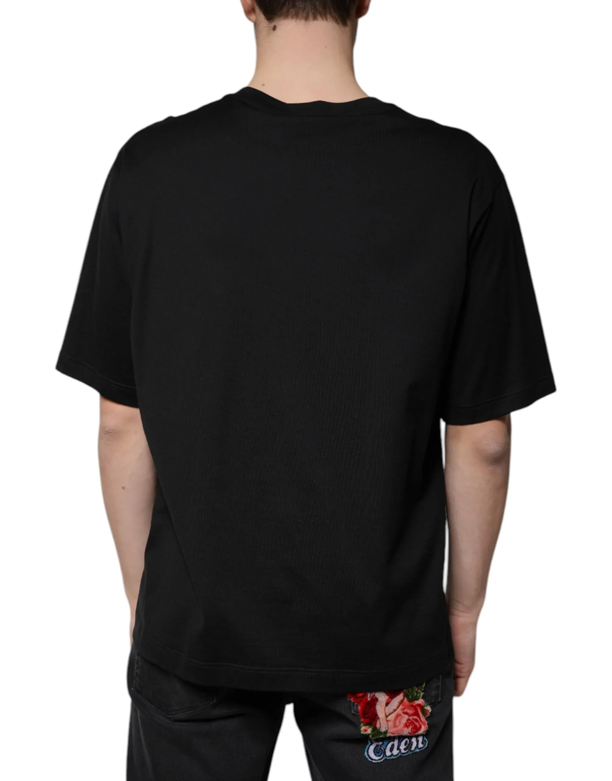 Dolce & Gabbana Black Cotton Crew Neck Short Sleeves T-shirt - Zeiniez