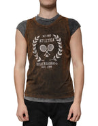 Dolce & Gabbana Brown Cotton Crew Neck Sleeveless T-shirt - Zeiniez