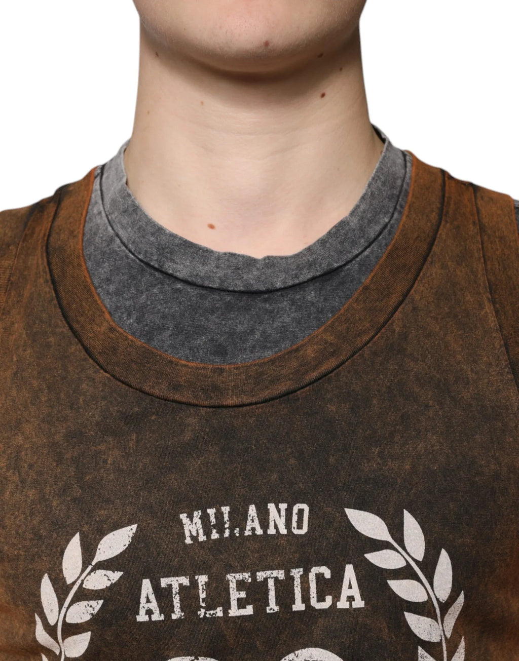 Dolce & Gabbana Brown Cotton Crew Neck Sleeveless T-shirt - Zeiniez