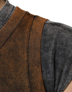 Dolce & Gabbana Brown Cotton Crew Neck Sleeveless T-shirt - Zeiniez