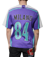 Dolce & Gabbana Purple Logo Jersey Cotton V-neck T-shirt - Zeiniez