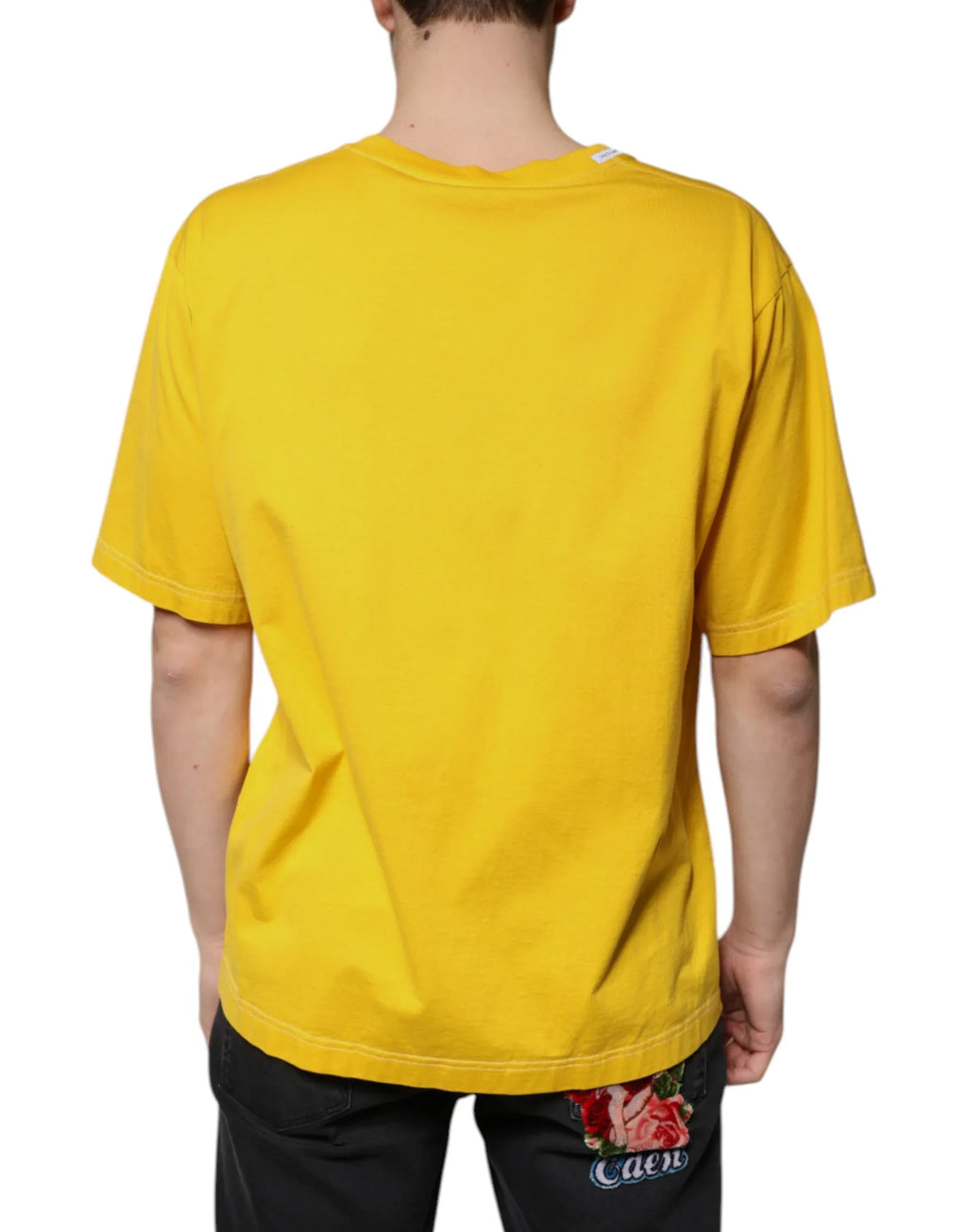 Dolce & Gabbana Yellow Cotton V-neck Short Sleeves T-shirt - Zeiniez