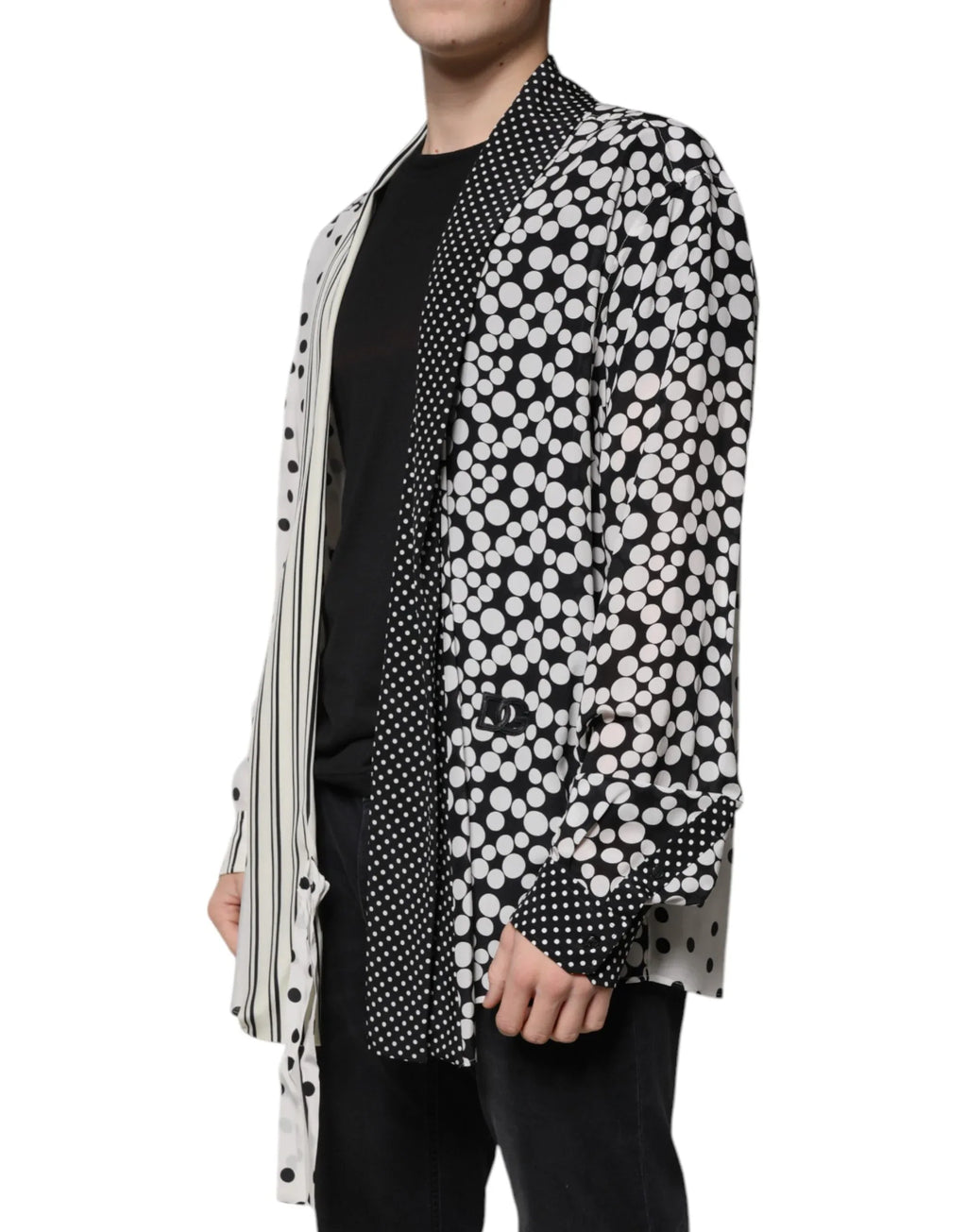 Dolce & Gabbana Black White Polka Dots Silk Men Casual Shirt - Zeiniez