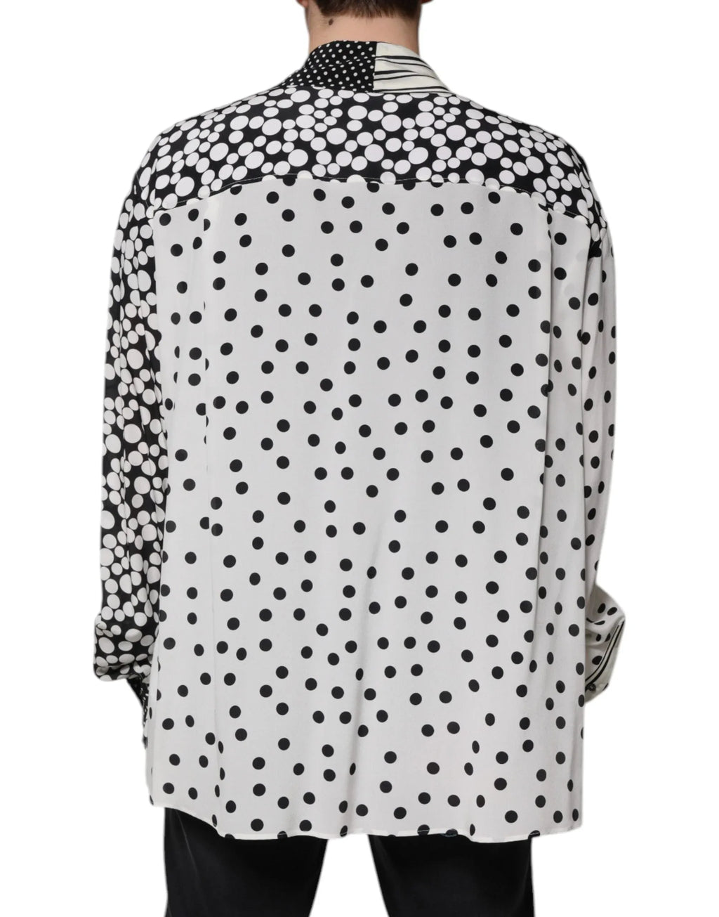 Dolce & Gabbana Black White Polka Dots Silk Men Casual Shirt - Zeiniez