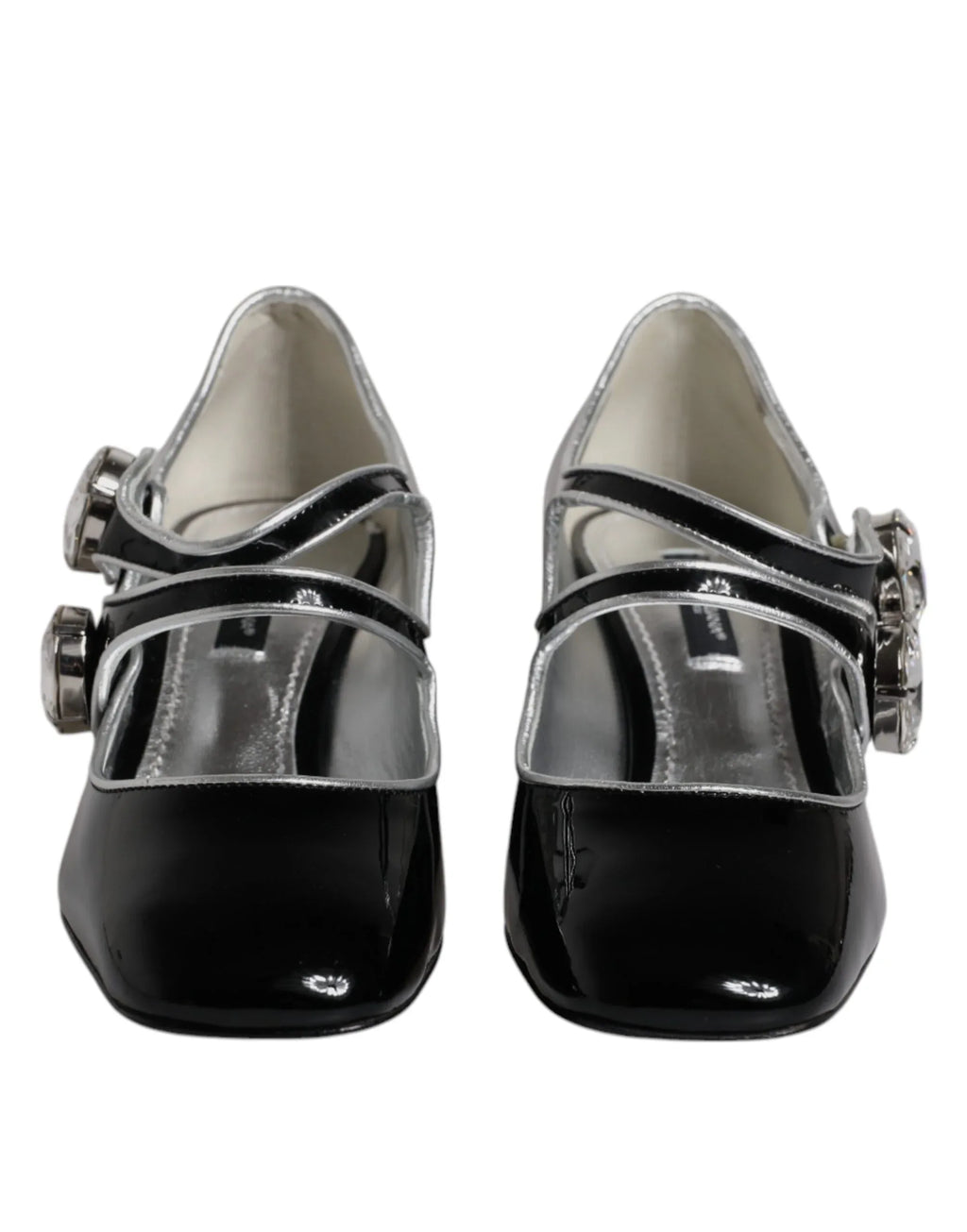 Dolce & Gabbana Black Patent Leather Crystal Mary Jane Pumps Shoes - Zeiniez