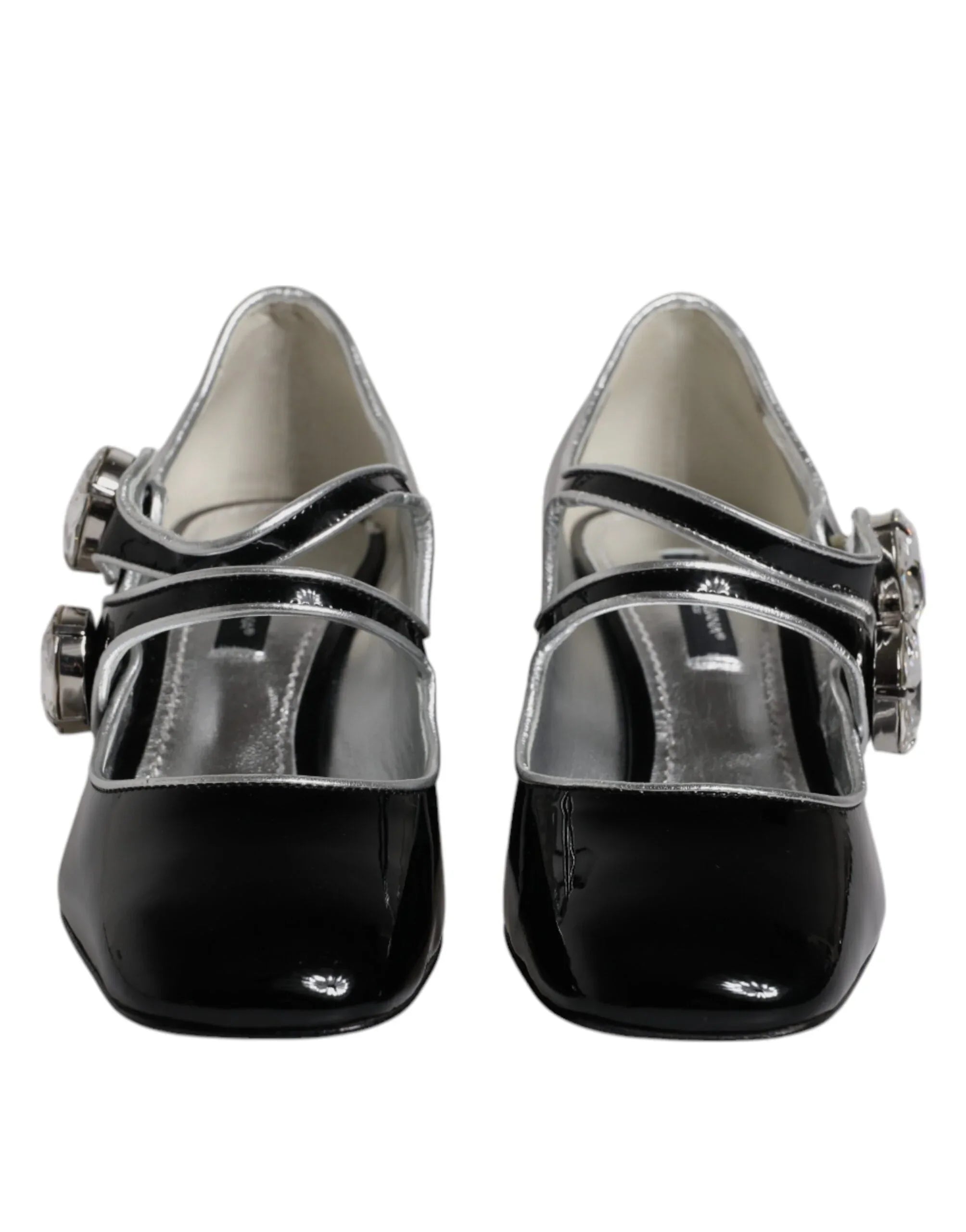 Dolce & Gabbana Black Patent Leather Crystal Mary Jane Pumps Shoes - Zeiniez