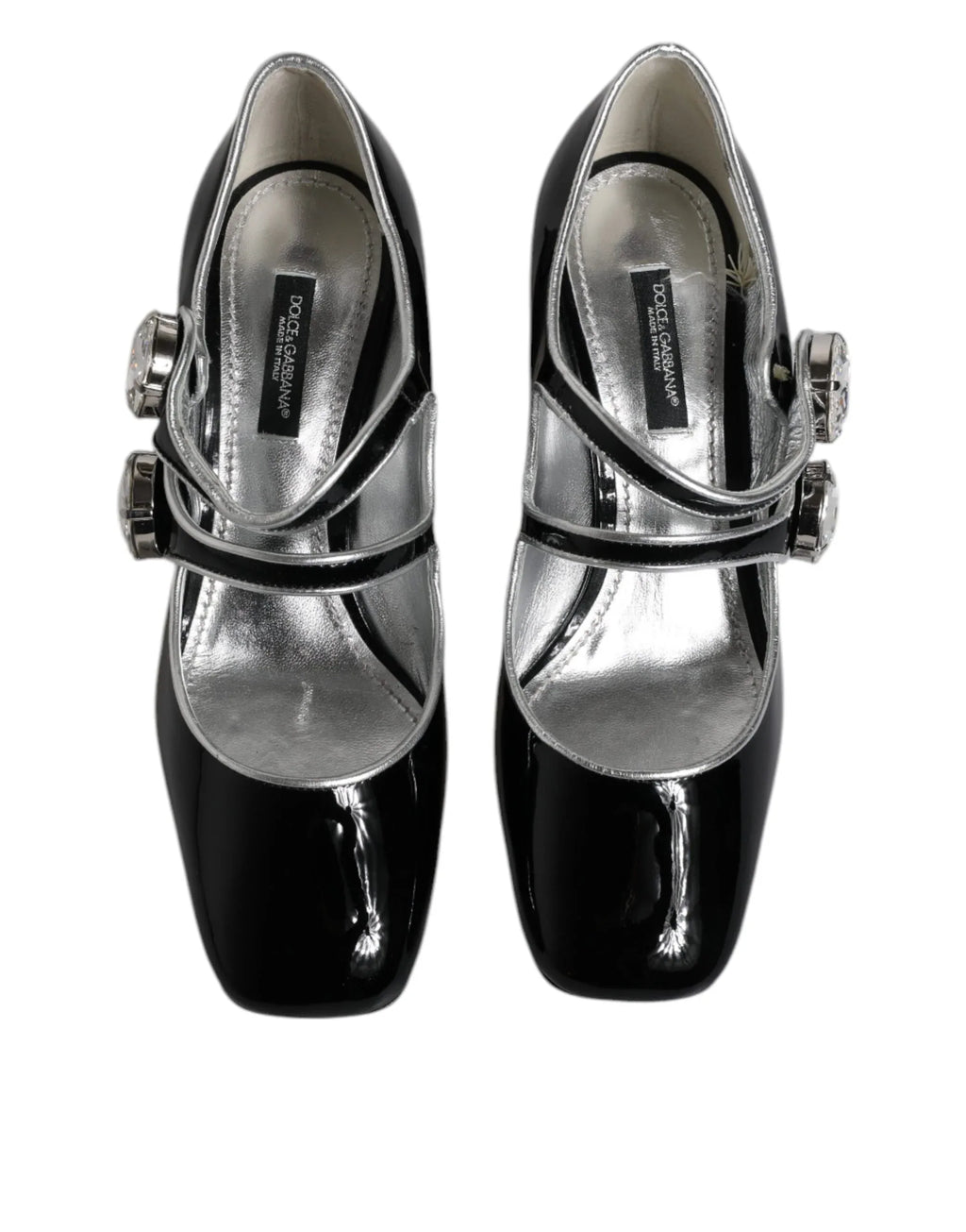 Dolce & Gabbana Black Patent Leather Crystal Mary Jane Pumps Shoes - Zeiniez