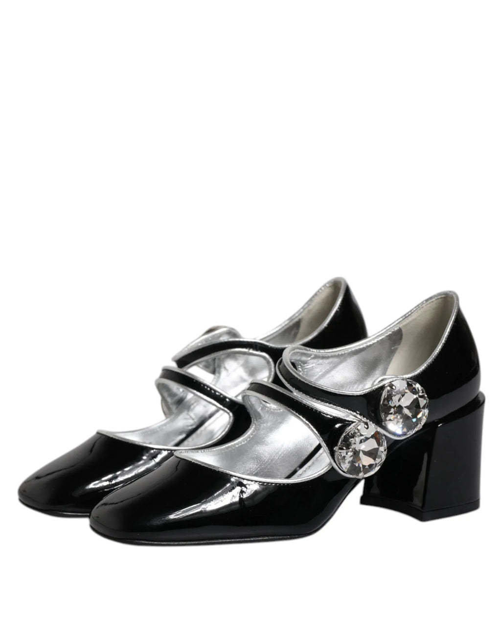 Dolce & Gabbana Black Patent Leather Crystal Mary Jane Pumps Shoes - Zeiniez