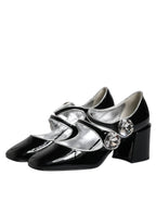 Dolce & Gabbana Black Patent Leather Crystal Mary Jane Pumps Shoes - Zeiniez