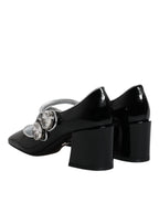 Dolce & Gabbana Black Patent Leather Crystal Mary Jane Pumps Shoes - Zeiniez