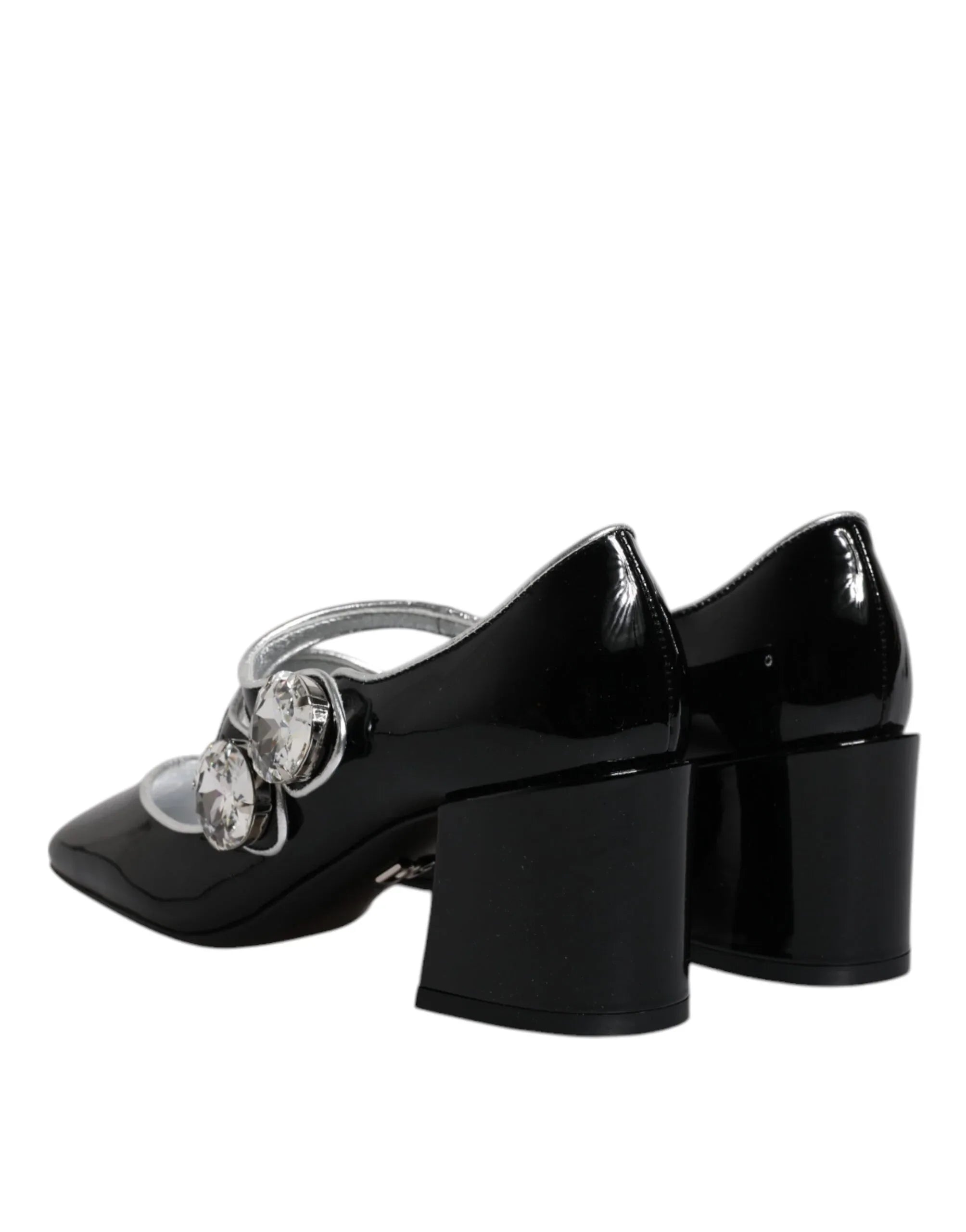 Dolce & Gabbana Black Patent Leather Crystal Mary Jane Pumps Shoes - Zeiniez