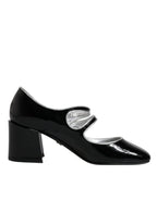 Dolce & Gabbana Black Patent Leather Crystal Mary Jane Pumps Shoes - Zeiniez