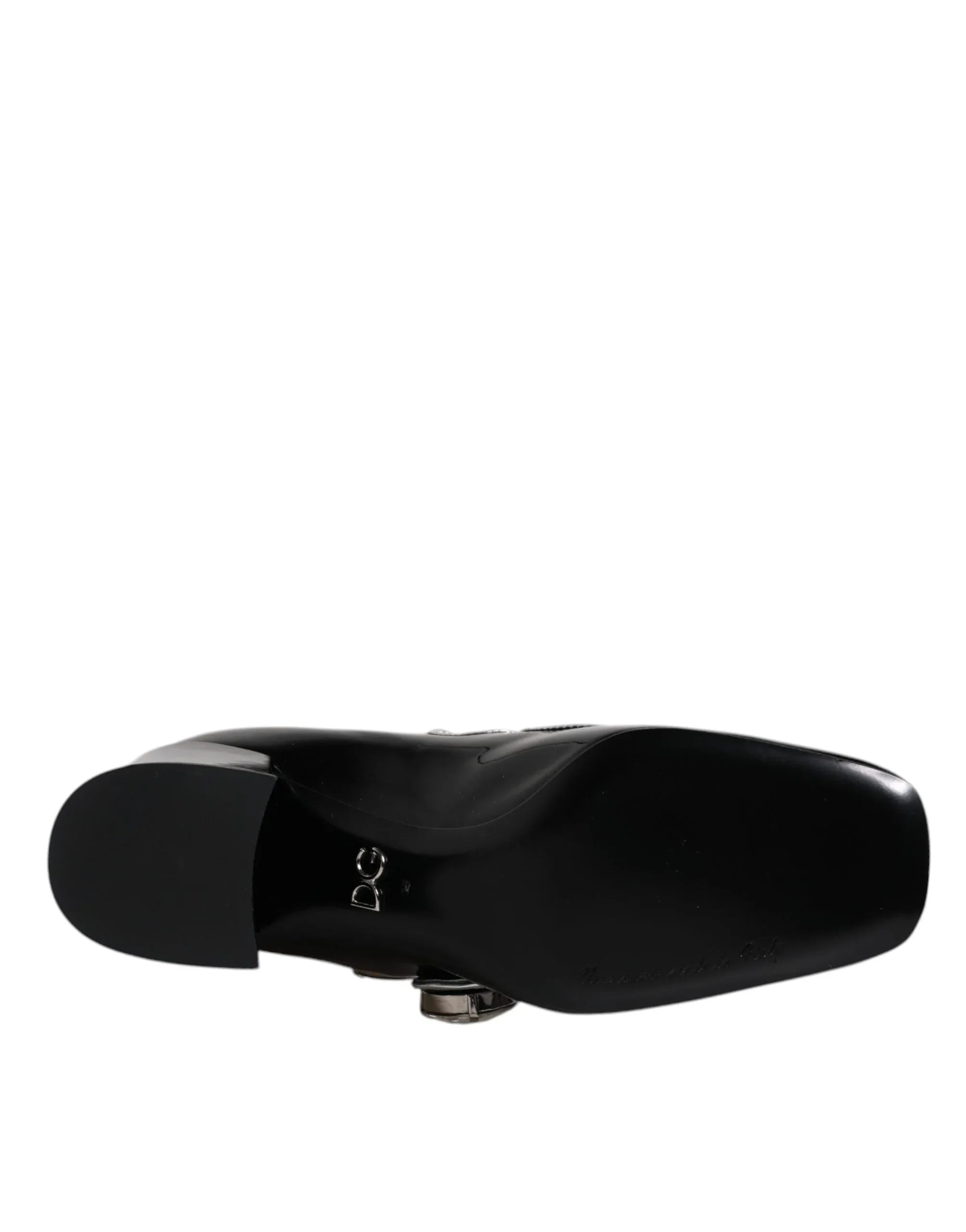 Dolce & Gabbana Black Patent Leather Crystal Mary Jane Pumps Shoes - Zeiniez