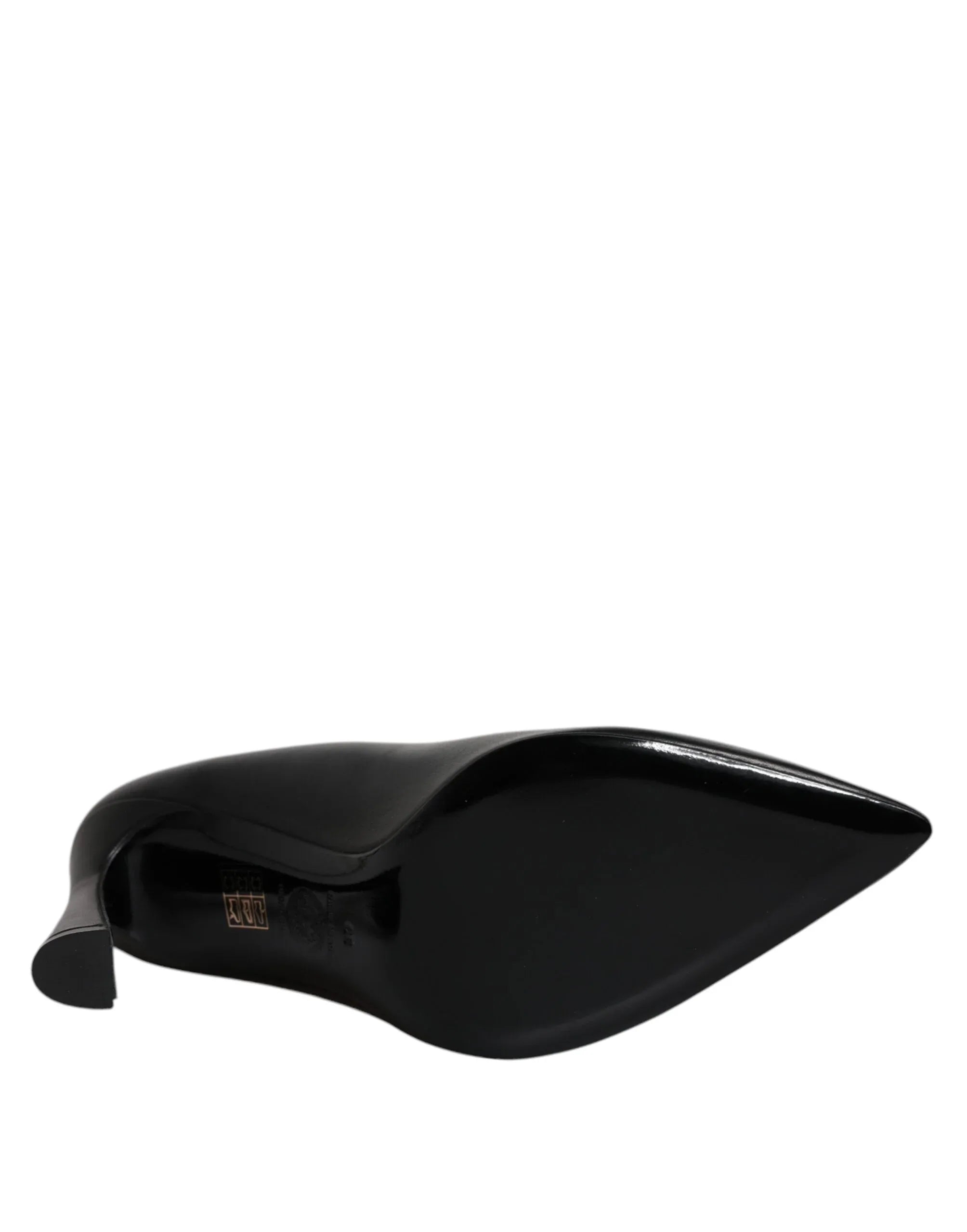 Versace Black Leather Logo Plaque High Heels Pumps Shoes - Zeiniez