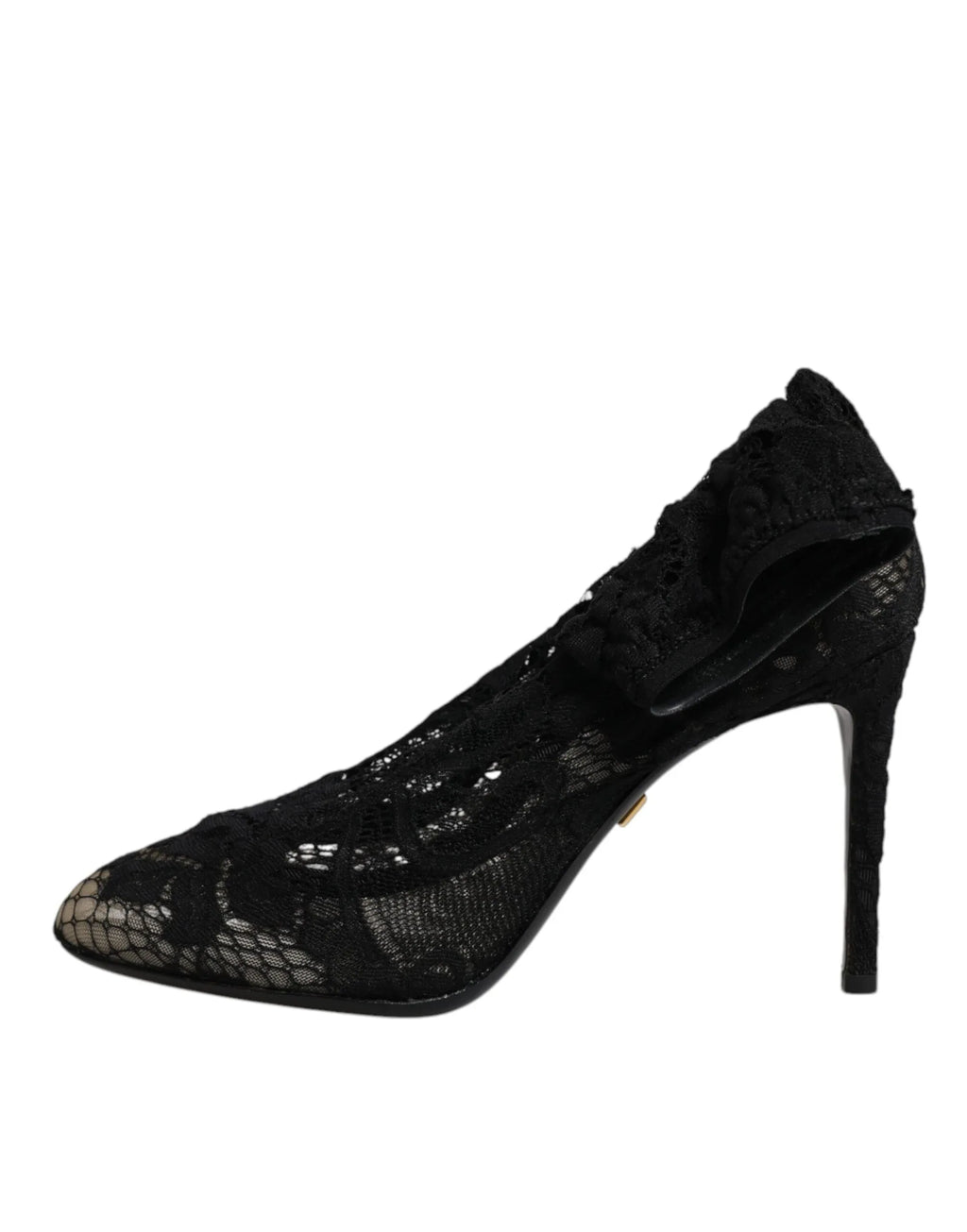 Dolce & Gabbana Black Lace Stretch Heels Mid Calf Boots Shoes - Zeiniez