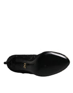 Dolce & Gabbana Black Lace Stretch Heels Mid Calf Boots Shoes - Zeiniez