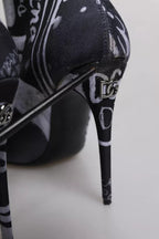 Dolce & Gabbana Black Logo Stretch Heels High Boots Shoes