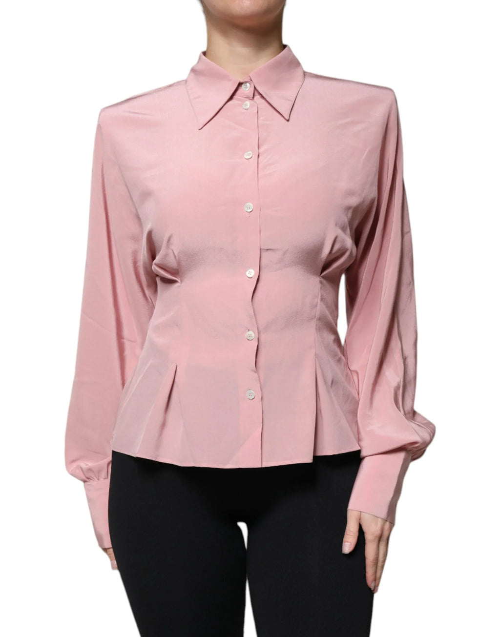Dolce & Gabbana Pink Cotton Long Sleeves Collared Blouse Top - Zeiniez