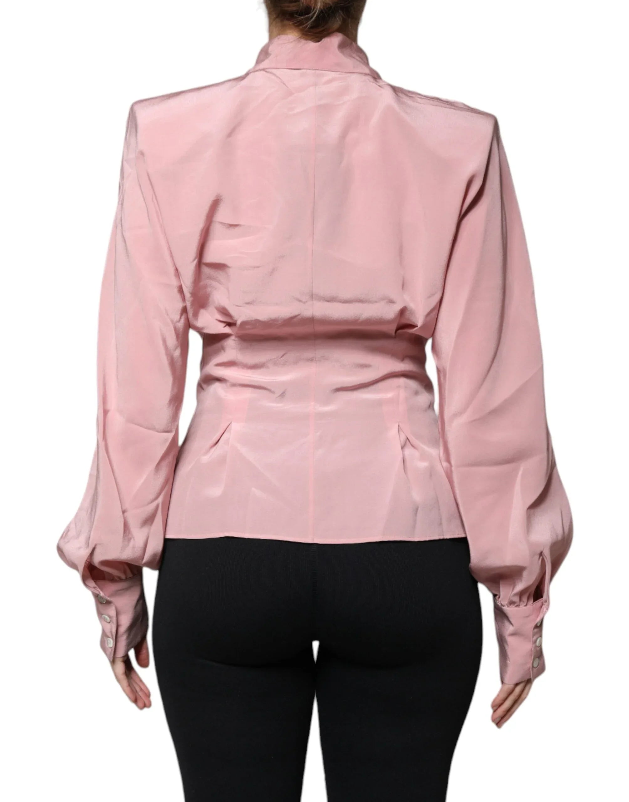 Dolce & Gabbana Pink Cotton Long Sleeves Collared Blouse Top - Zeiniez