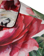 Dolce & Gabbana White Peony Silk Long Sleeves Collared Blouse Top - Zeiniez