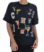 Dolce & Gabbana Black Brocade Cocktail Crystal Sweater - Zeiniez