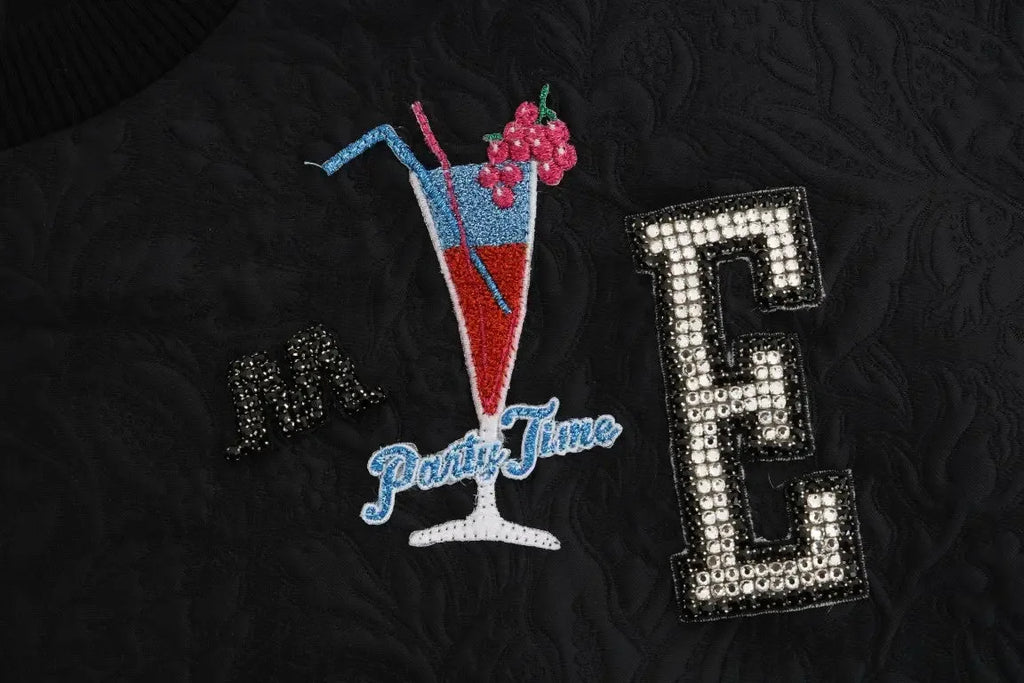 Dolce & Gabbana Black Brocade Cocktail Crystal Sweater - Zeiniez