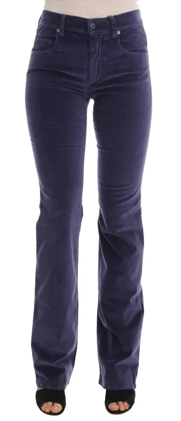 Ermanno Scervino Purple Corduroy Stretch Bootcut Pants - Zeiniez