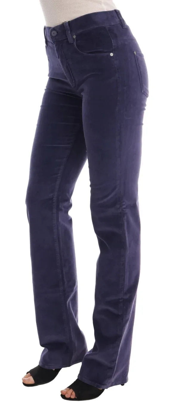 Ermanno Scervino Purple Corduroy Stretch Bootcut Pants - Zeiniez