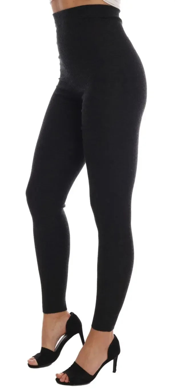 Dolce & Gabbana Gray Cashmere Ribbed Stretch Tights - Zeiniez
