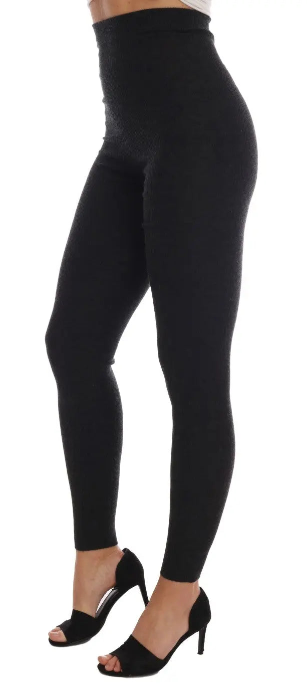 Dolce & Gabbana Gray Cashmere Ribbed Stretch Tights - Zeiniez