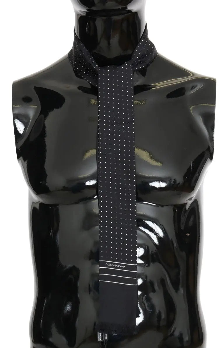 Dolce & Gabbana Dark Blue Polka Dotted Silk Scarf - Zeiniez