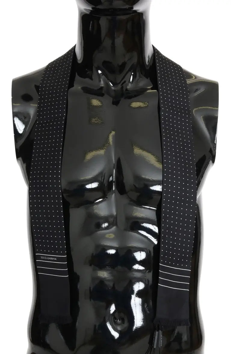 Dolce & Gabbana Dark Blue Polka Dotted Silk Scarf - Zeiniez