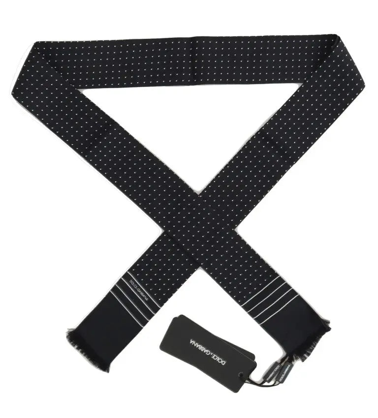 Dolce & Gabbana Dark Blue Polka Dotted Silk Scarf - Zeiniez