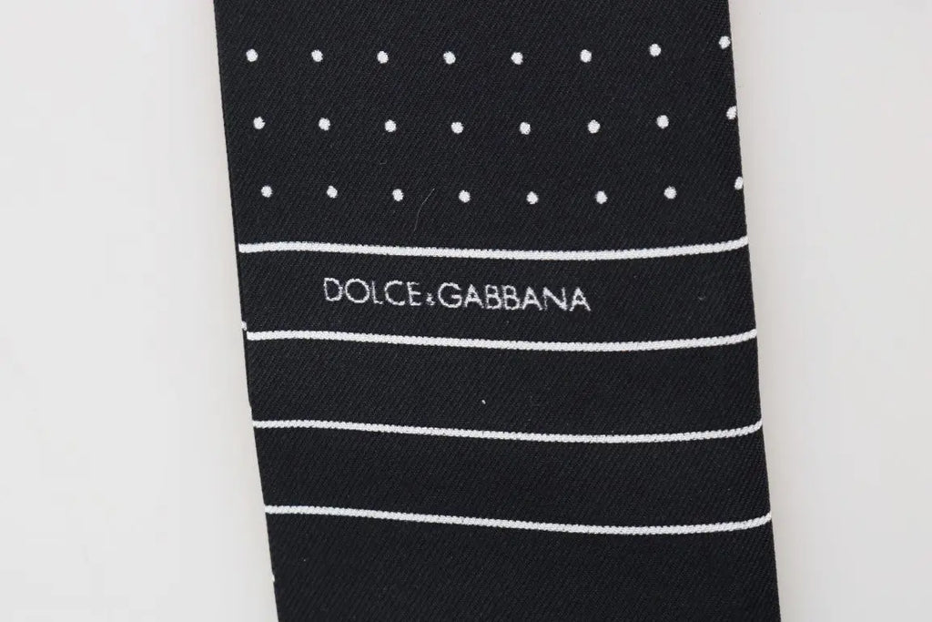 Dolce & Gabbana Dark Blue Polka Dotted Silk Scarf - Zeiniez