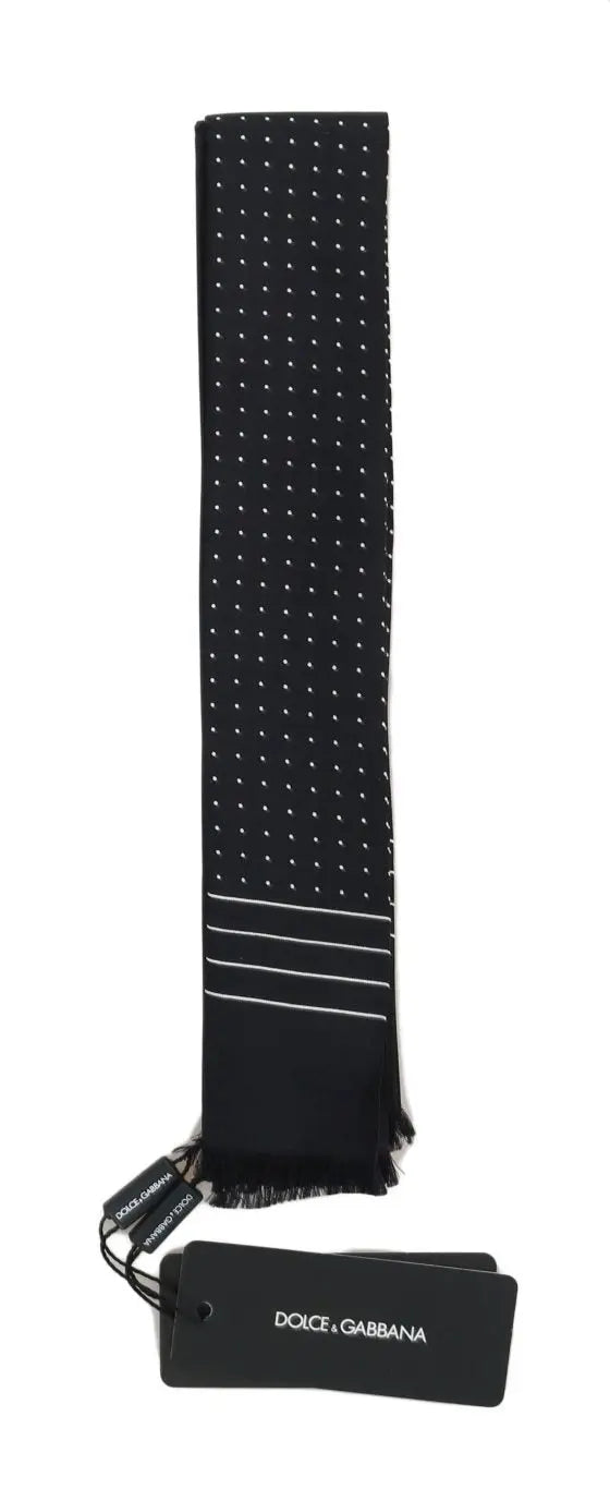 Dolce & Gabbana Dark Blue Polka Dotted Silk Scarf - Zeiniez