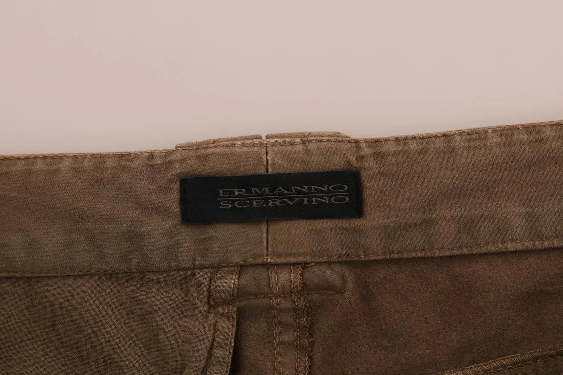 Ermanno Scervino Brown Cotton Casual Slim Fit Pants - Zeiniez