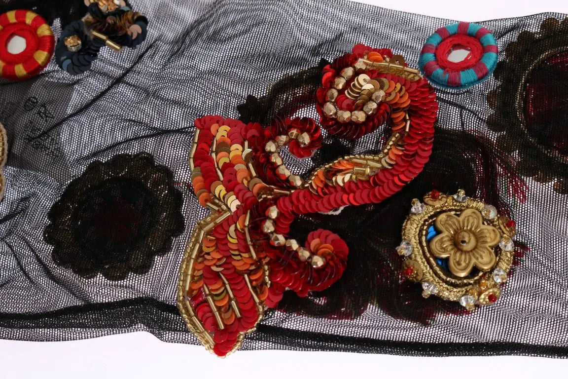 Dolce & Gabbana Black Stretch Carretto Crystal Socks - Zeiniez