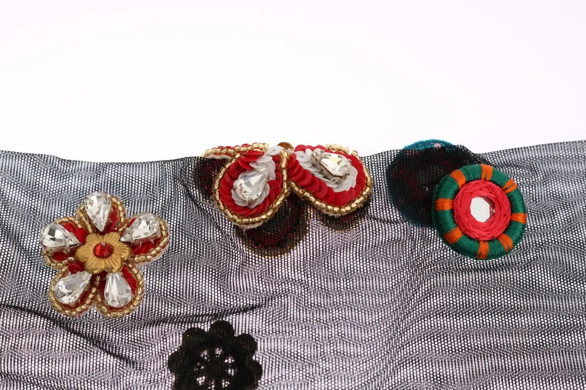 Dolce & Gabbana Black Stretch Carretto Crystal Socks - Zeiniez