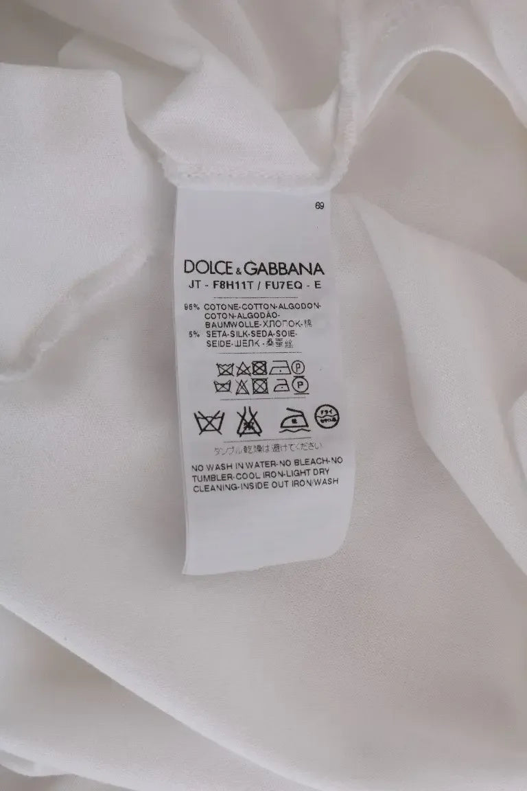 Dolce & Gabbana White Cotton Silk T-Shirt - Zeiniez