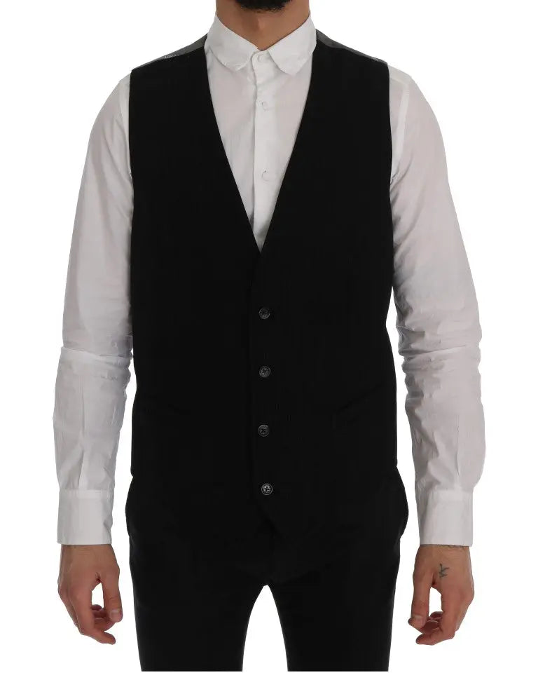 Dolce & Gabbana Black STAFF Cotton Rayon Vest - Zeiniez